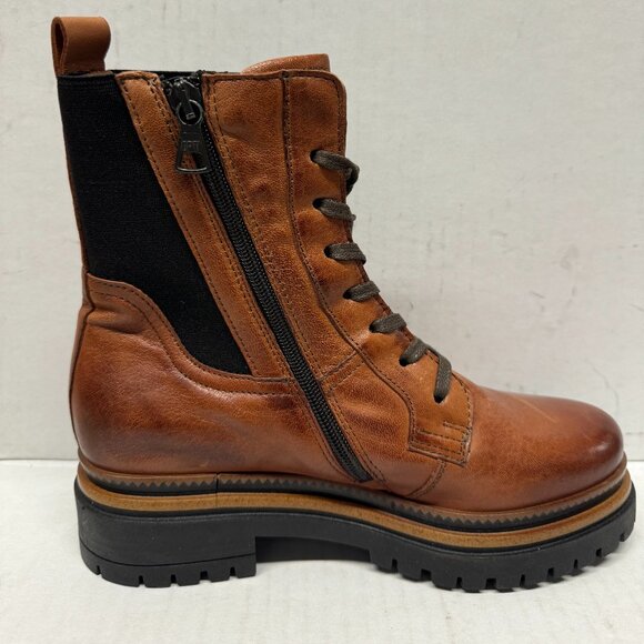 MIZ MOOZ LACE UP SIDE ZIP BOOTS CAMEL 37EU / 7US # Z-24 - Picture 2 of 3